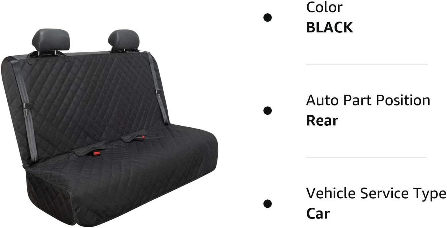 Bench Car Seat Cover - Waterproof, Heavy-Duty and Nonslip Pet Car Seat Protector for Dogs with Universal Size Fits for Trucks & Suvs(Black) - PETGS