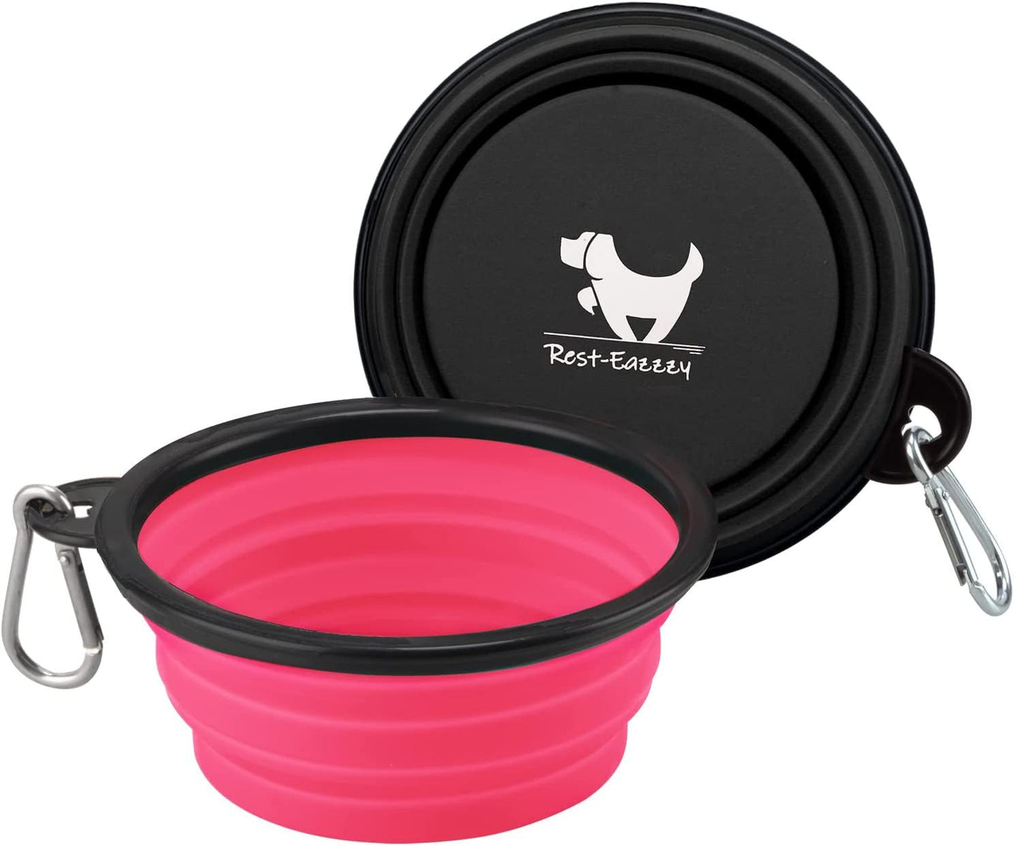 Collapsible Dog Bowls for Travel, 2-Pack Dog Portable Water Bowl for Dogs Cats Pet Foldable Feeding Watering Dish for Traveling Camping Walking with 2 Carabiners, BPA Free - PETGS