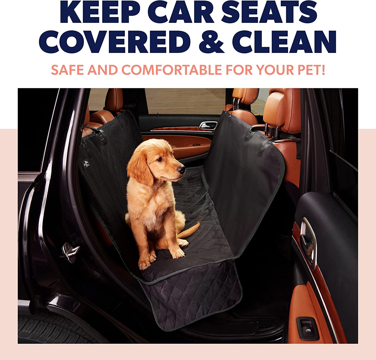 Dog Car Seat Cover for Back Seat. Dog Hammock for Cars - Waterproof Pet Seat Cover for Trucks and Suvs, Nonslip and Durable - Black, Standard - PETGS