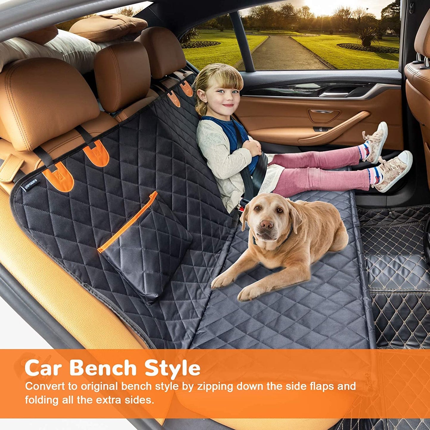 Dog Seat Cover Car Seat Cover for Pets 100%Waterproof Pet Seat Cover Hammock 600D Heavy Duty Scratch Proof Nonslip Durable Soft Pet Back Seat Covers for Cars Trucks and Suvs - PETGS