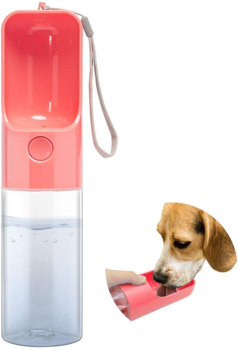 Dog Water Bottle Dispenser,Water Bottle for Dogs,Portable Dog Water Bottles for Walking Travel Pet Doggie Drinking Cup 15Oz (Pink) - PETGS