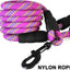 Heavy Duty Rope Dog Leash, 3/4/5/6/7/8/10/12/15 FT Nylon Pet Training Leash, Soft Padded Handle Thick Lead Leash for Large Medium Dogs (1/2" 6', Purple) - PETGS