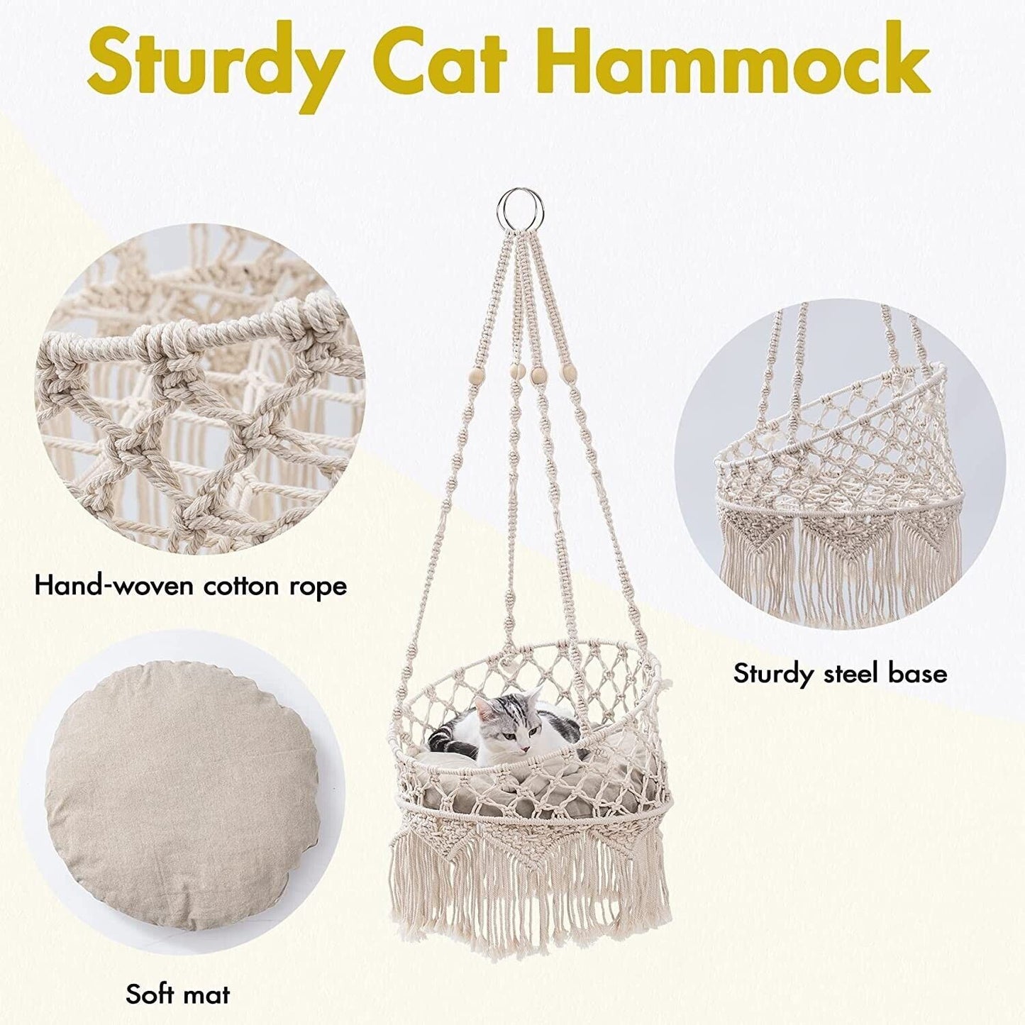 Mewoofun Cat Hammock Bed Cotton Hanging Cat Bed for Indoor Cats - Premium Toys from Maroon Simba - Just $38.76! Shop now at PETGS