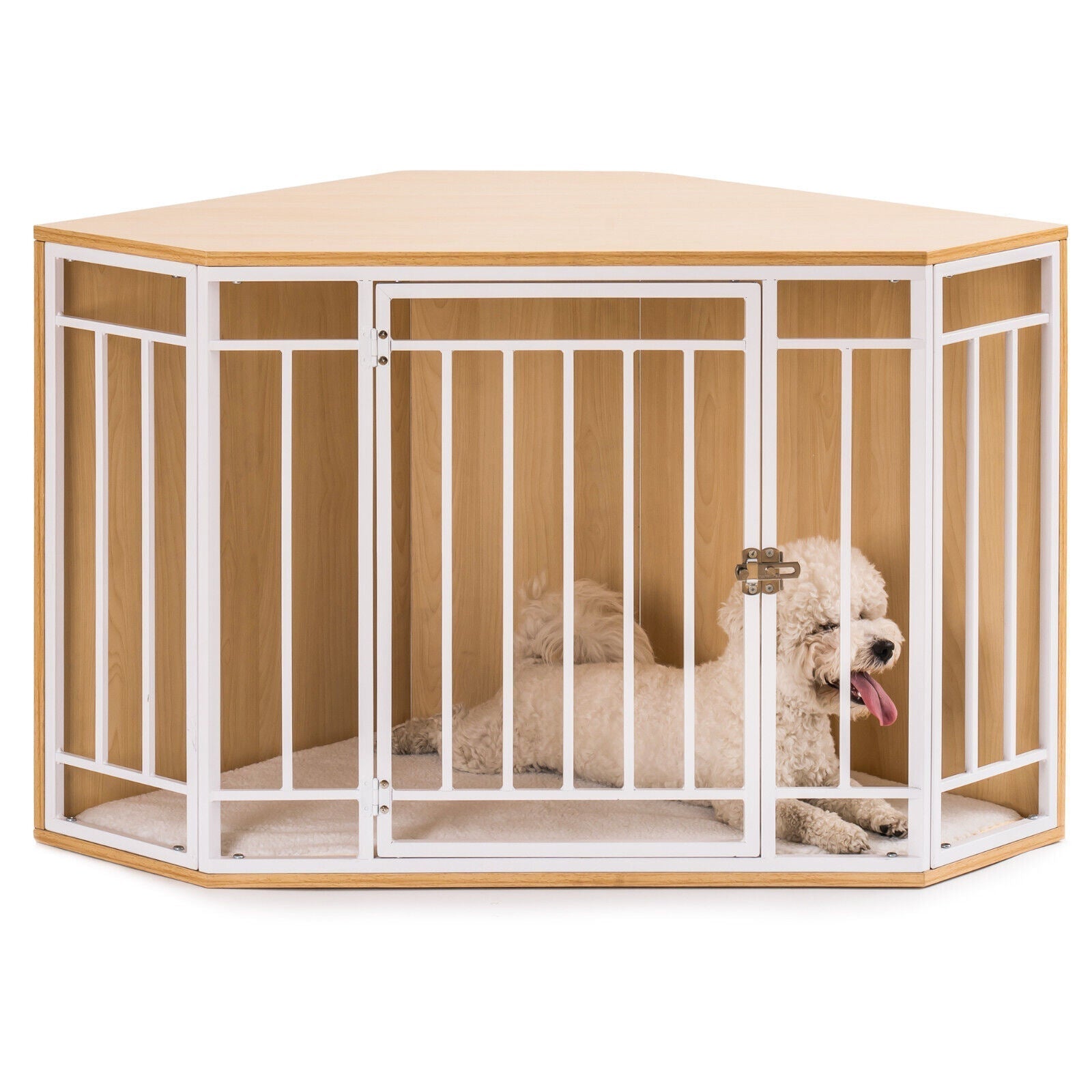 Mewoofun Wooden and Metal Dog House for Small/Medium Dog Crate - Premium Beds & Blankets from Maroon Simba - Just $182.31! Shop now at PETGS