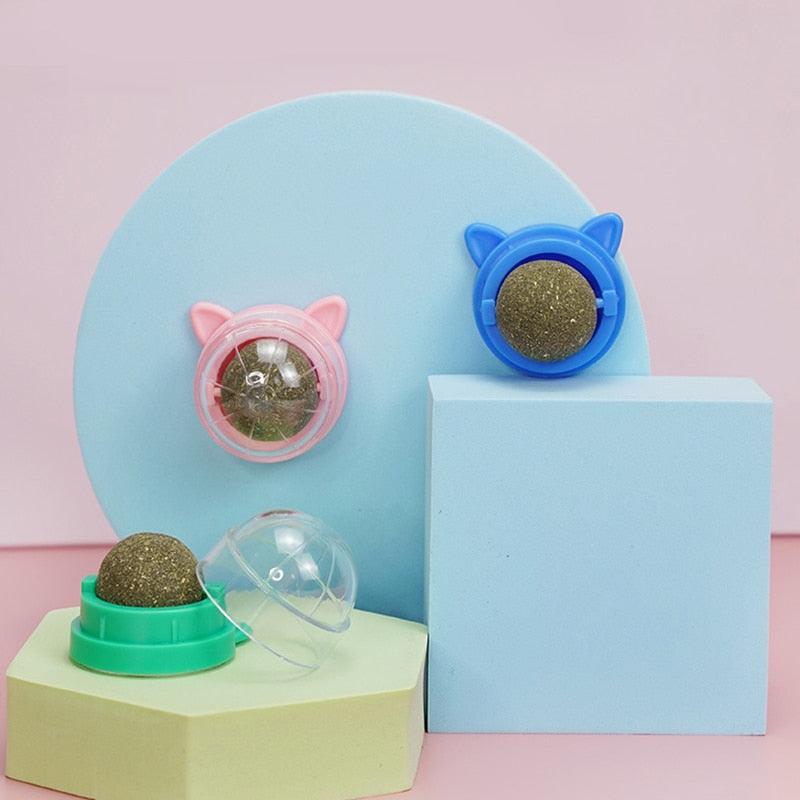 Natural Catnip Cat Wall Stick-on Ball Toy - PETGS