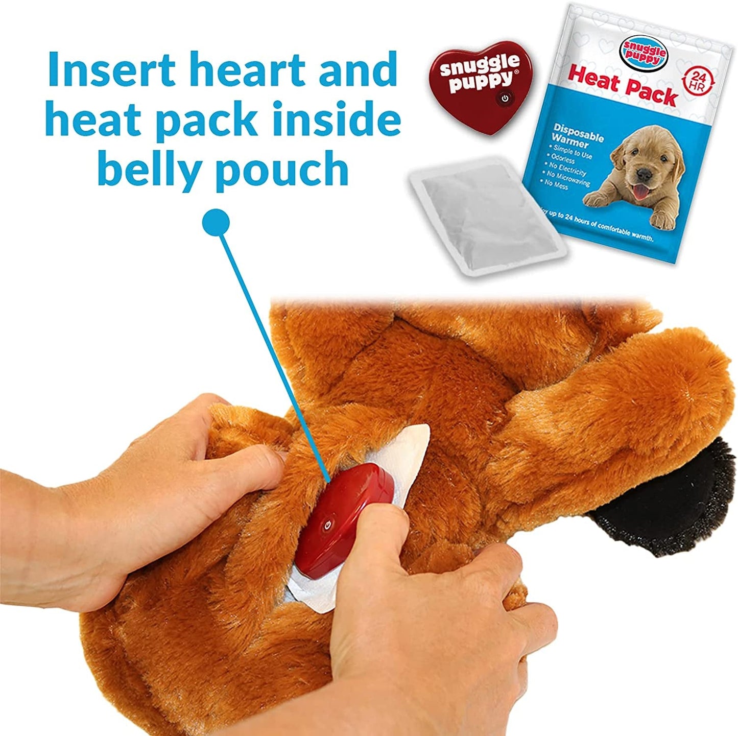 Original Snuggle Puppy Heartbeat Stuffed Toy for Dogs - Pet Anxiety Relief and Calming Aid - Comfort Toy for Behavioral Training - Biscuit - PETGS