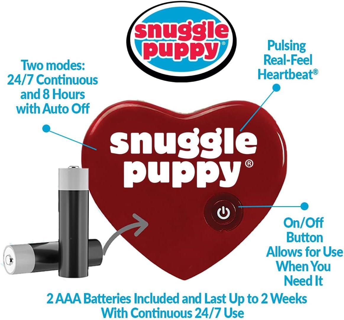 Original Snuggle Puppy Heartbeat Stuffed Toy for Dogs - Pet Anxiety Relief and Calming Aid - Comfort Toy for Behavioral Training - Biscuit - PETGS