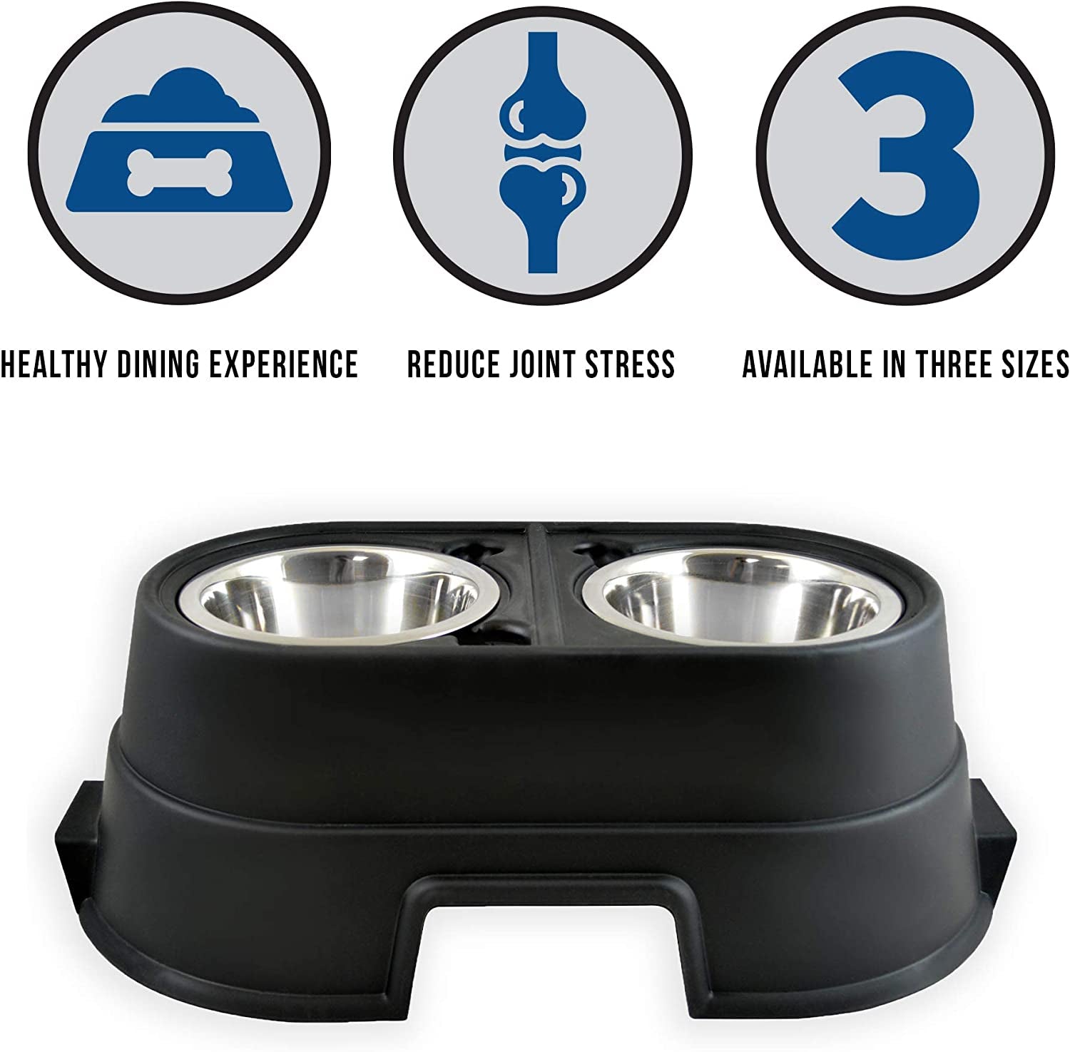 Ourpets Comfort Diner Elevated Dog Food Dish (Raised Dog Bowls Available in 4 Inches, 8 Inches and 12 Inches for Large Dogs, Medium Dogs and Small Dogs), 8-Inch - PETGS