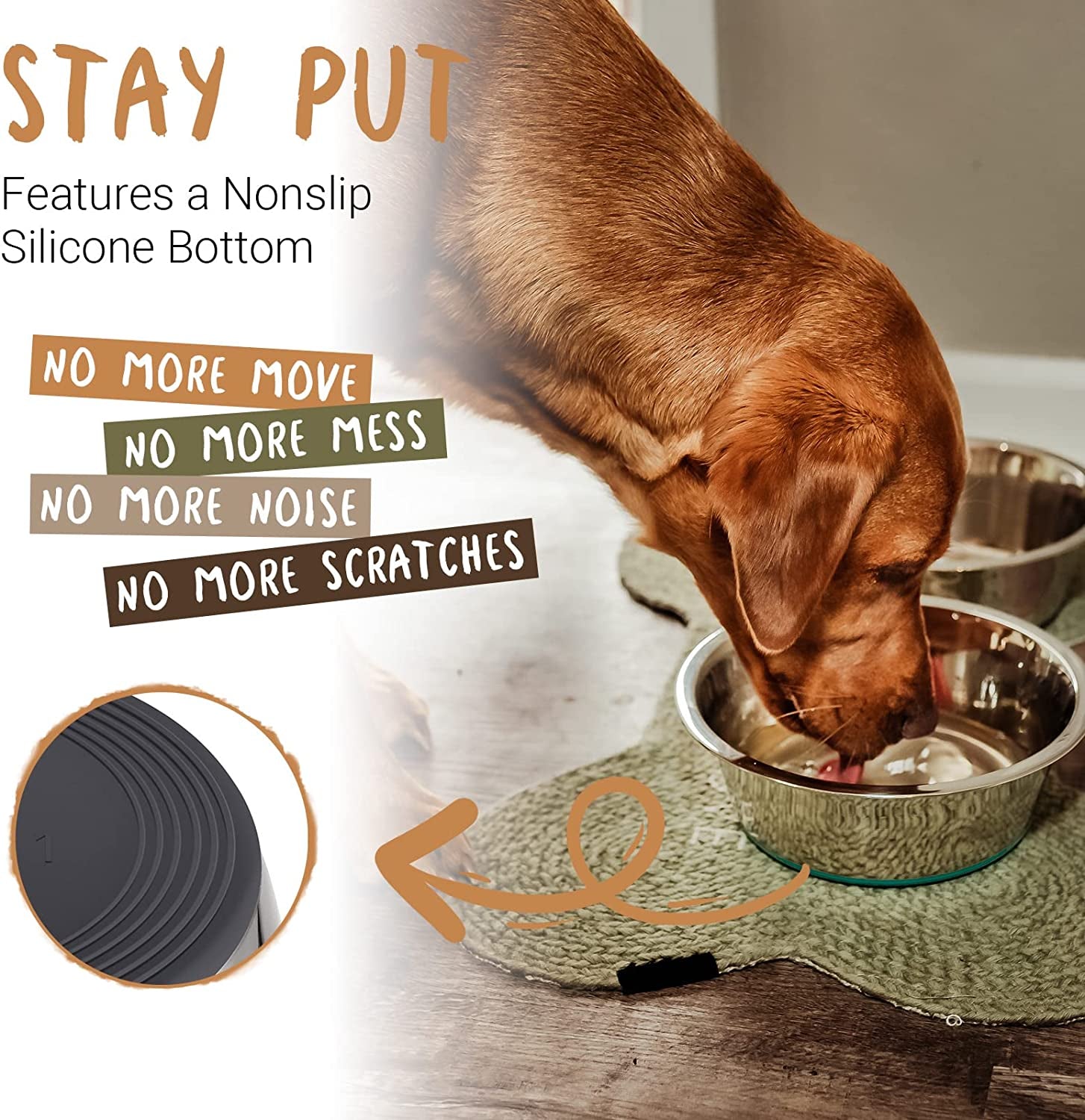 PEGGY11 Deep Stainless Steel Anti-Slip Dog Bowls, 2 Pack, 8 Cups - PETGS