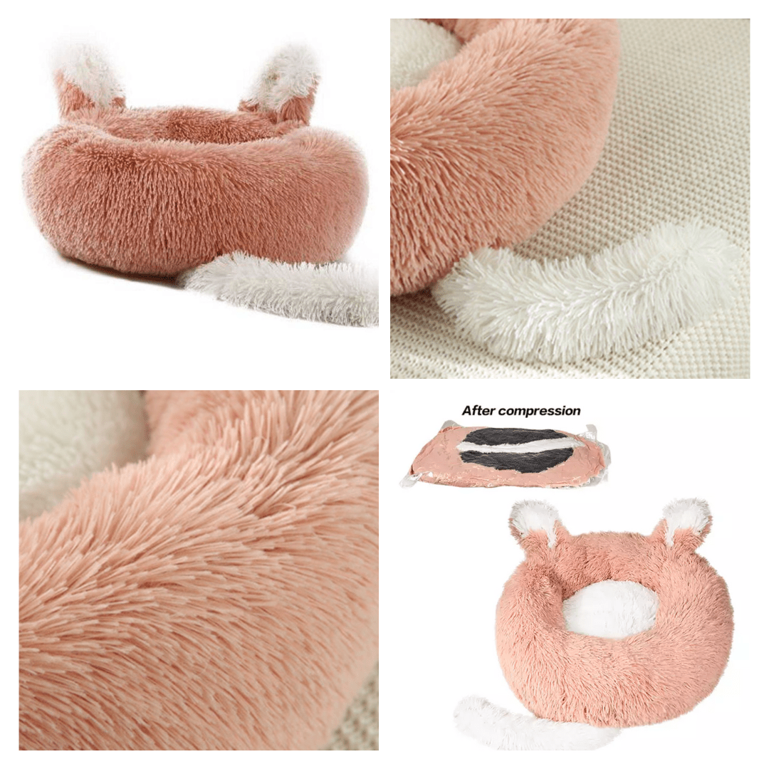 Plush Pet Bed with Ears and Tail for Cats and Small Dogs - Premium Beds & Blankets from Teal Zeus - Just $47.28! Shop now at PETGS