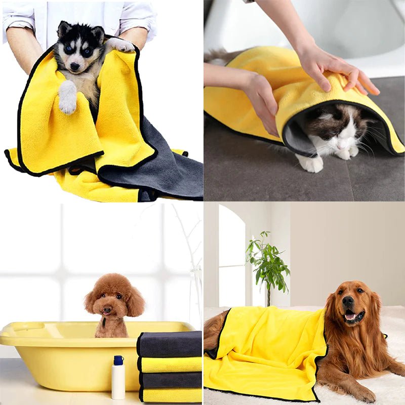 Quick-Drying Pet Dog and Cat Towels Soft Fiber Towels Water-Absorbent Bath Towel Convenient Pet Shop Cleaning Towel Pet Supplies - PETGS