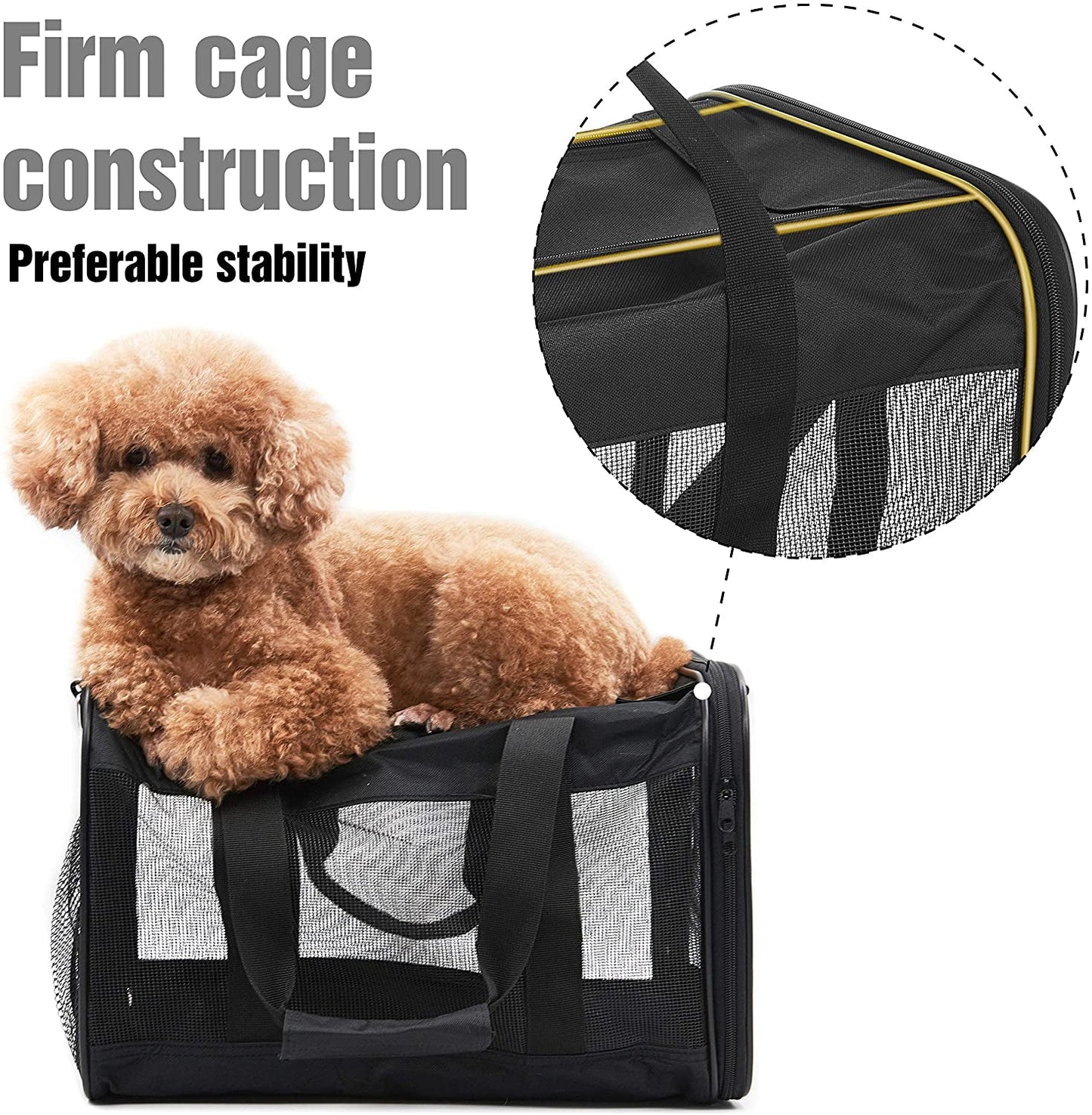 Scratchme Pet Travel Carrier Soft Sided Portable Bag for Cats, Small Dogs, Kittens or Puppies, Collapsible, Durable, Airline Approved, Travel Friendly, Carry Your Pet with You Safely and Comfortably - PETGS